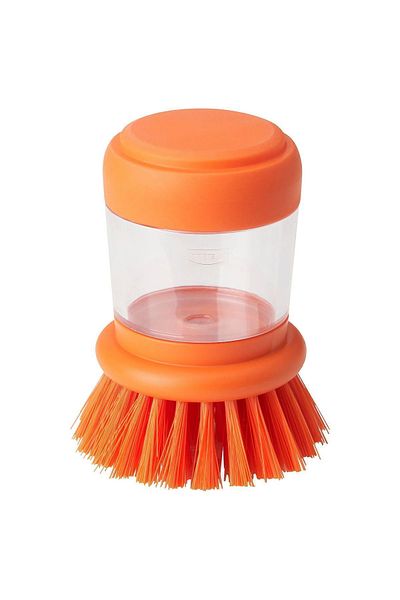 IKEA VIDEVECKMAL brush with detergent tank, bright orange