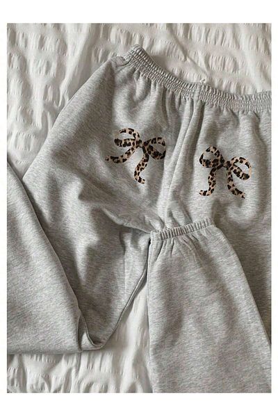 Mythologie Ψηλόμεσο Leopard Ribbon Φούτερ - Γκρι εμπριμέ Jogger Winter