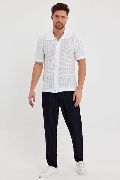 Plus Ninety Plusnininety Men's - Mesh Buttoned Relaxed Knitwear Shirt