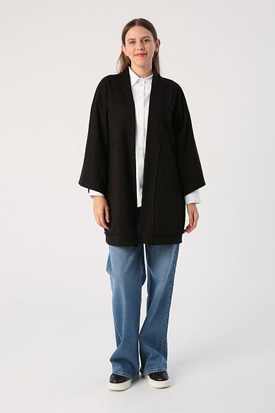 ALLDAY Μαύρη νυχτερίδα μανίκι Oversize Ζακέτα