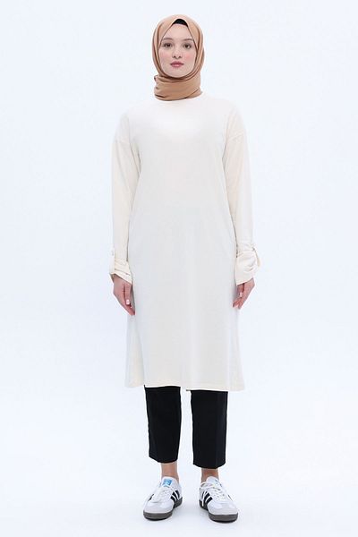 ALLDAY Bone Cotton Back Slit Epaulette Tunic