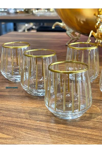 Paşabahçe Lav-304 Special Cut Gilt Coffee Side Water Cup, Luxury, Soft Drink Cup, Dowry, Gift
