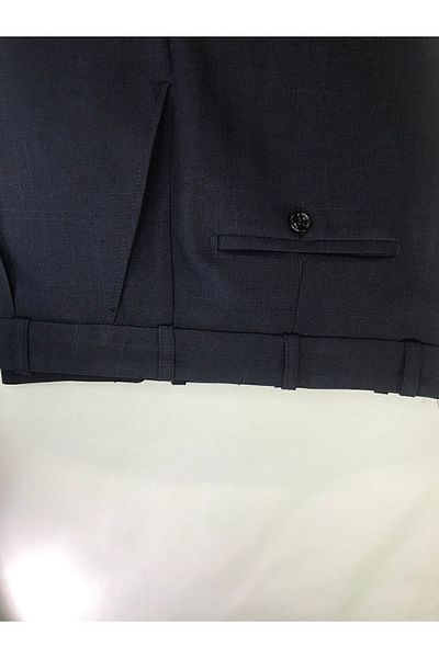 BUGİ GİYİM Men's Fabric Trousers Navy Blue Pleated Wide Cut Dad Trousers Classic Seasonal Thick Navy Color
