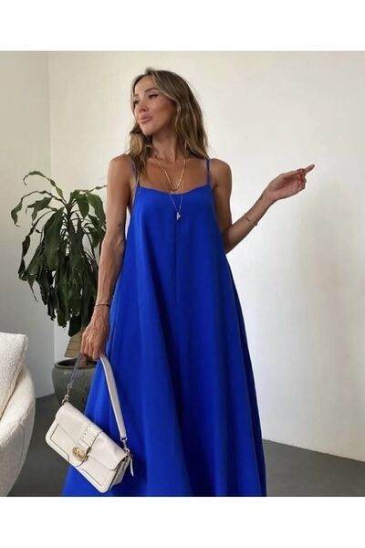 Kese Pijama Kadın Ip Askılı Uzun Elbise
