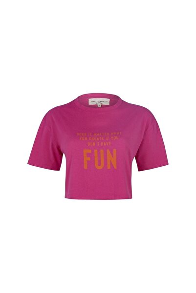 Beauty Omelette Motto Baskılı Crop Tshirt
