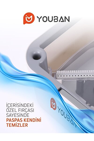 Youban Temiz Su Ile Kirli Suyu Ayıran Otomatik Temizlik Seti Pro +1 Yedek Mop Bezli