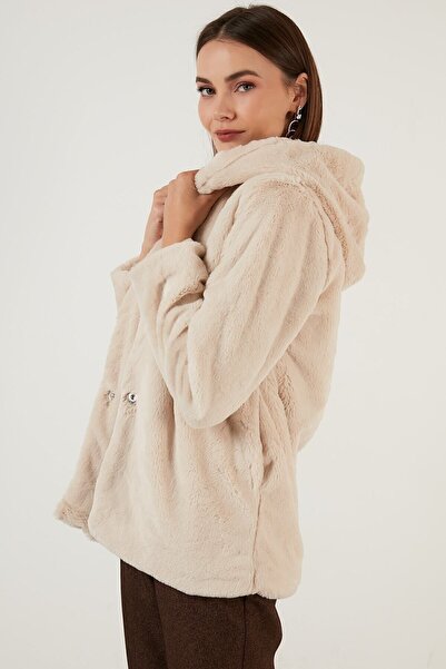 Lela Kapüşonlu Yumuşak Tüylü Astarlı Dar Kesim Suni Kürk Bayan Kürk 6238066