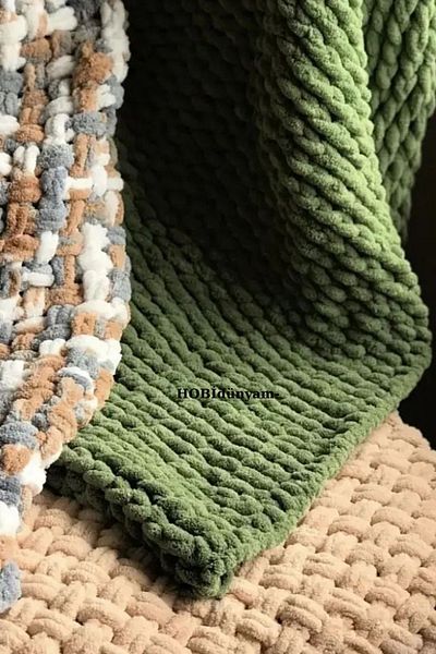 Alize Handmade Khaki Baby Blanket 90×90