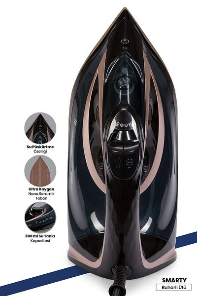 GOLDMASTER Smarty 2400 Watt Ceramic Base Steam Iron - 170 Gr Effective Shock 245Series