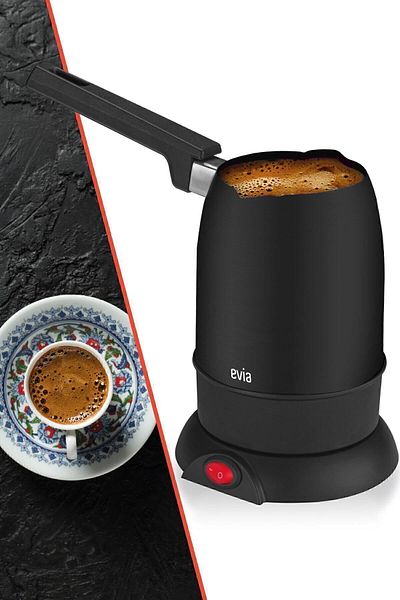 Evia Magnificent Black 850 Watt Double Mouth Stainless Steel Electric Coffee Pot