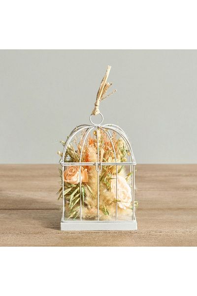 Home Box Miley Dried Flower Arrangement in Metal Cage - 13x13x20 cm