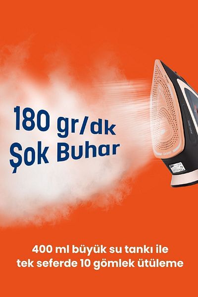 GOLDMASTER Extrajett 2600 Watt - Shock Steam Iron with Ceramic, Heavy Base and Technology 180 gr