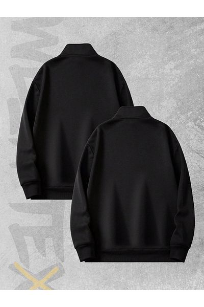 WEARTEX Toxic Printed 3 Thread Half Zipper Sweatshirt Set
