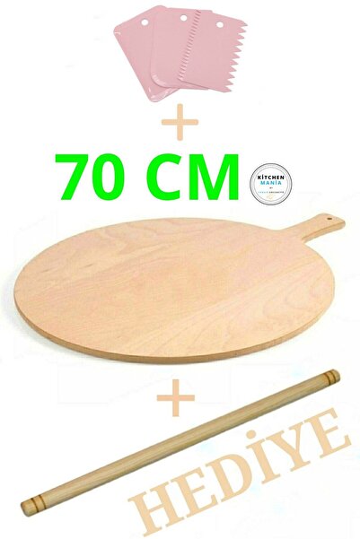 woodhub Ahşap 70 Cm Bazlama Tahtası Hamur Açma Tahtası Siyah