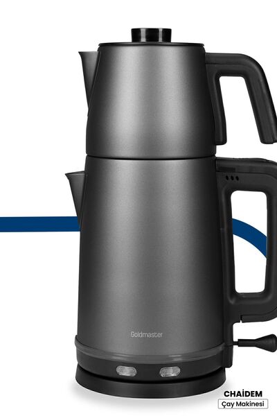 GOLDMASTER Chaidem XL 2200 واط - ماكينة صنع الشاي والغلاية من الفولاذ المقاوم للصدأ، أنثراسايت