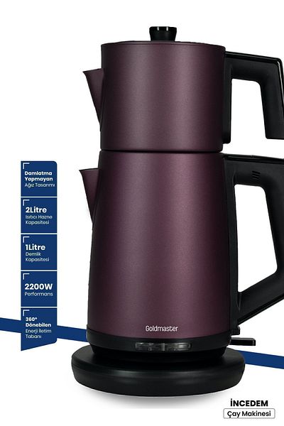 GOLDMASTER Incedem Sippy Mouth Steel Tea and Kettle - Mat Purple, In6306Ma