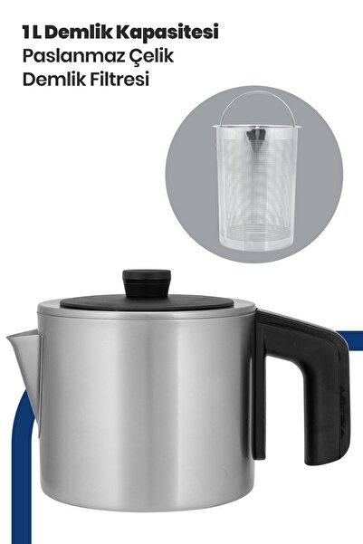 GOLDMASTER Incedem Drip-Free Mouth Steel Tea Maker And Kettle Inox