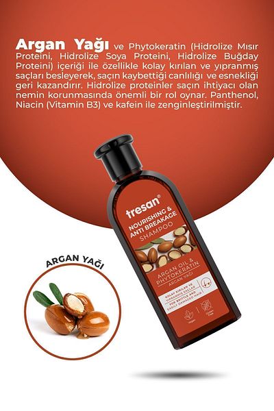 Tresan Argan Oil Nourishing and Anti-Breakage - 300 ml Hair Tonif with Tresan K.wood Extract