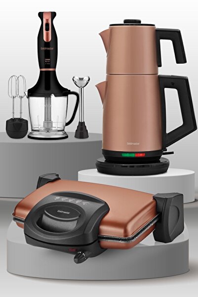 GOLDMASTER Burcu Gold Elektrikli Mutfak Çeyiz Seti 3 Lü Evlilik Paketi