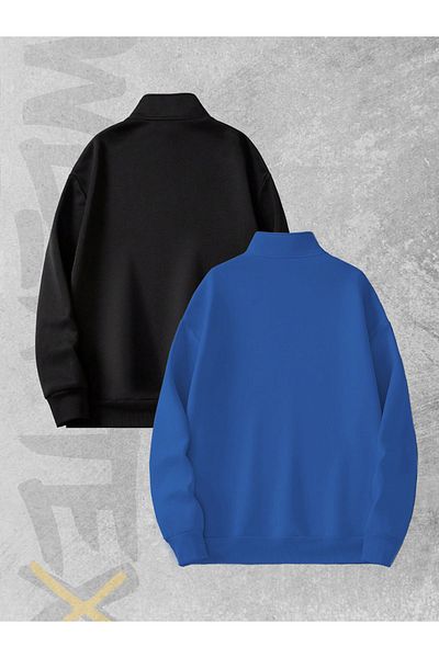 WEARTEX Toxic Printed 3 Thread Half Zipper Sweatshirt Set