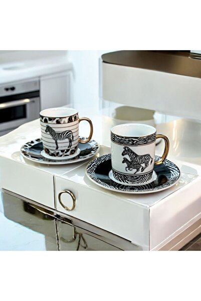 Ulus Home طقم أكواب زيبرا مكون من قطعتين
