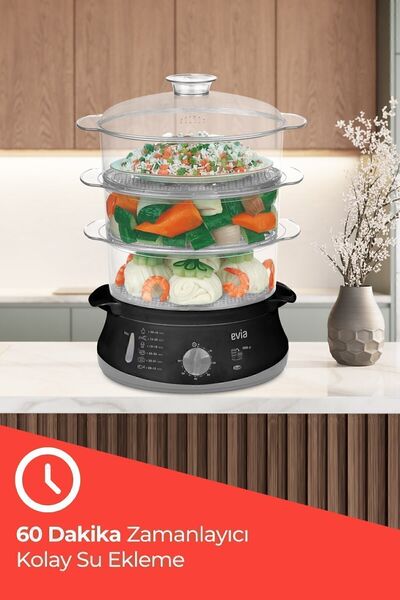 Genel Markalar Steam 60 Dakika Zaman Ayarlı 10 Litre Bpa Içermeyen Buharlı Pişirici