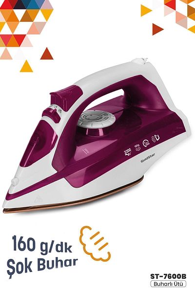 GoldStar St-7600 White Ceramic Sole Iron