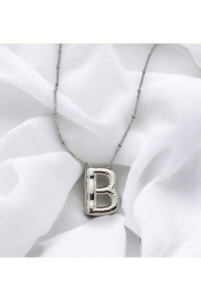 NV Jewellery Silver Balon B Harf Kolye 316 L Çelik