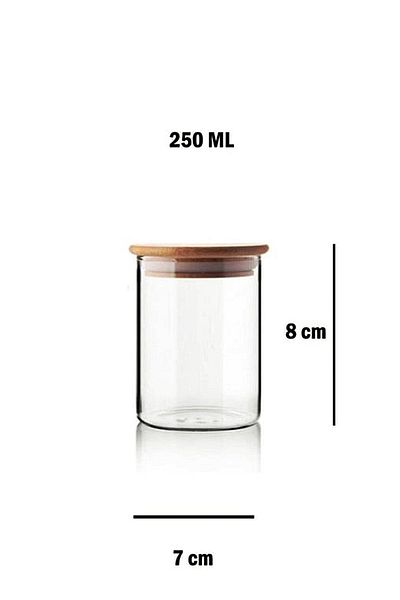 MİEN 250 ml Capacity Bamboo Mini Glass Jar