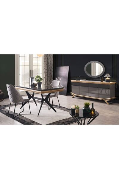 Yıldız Mobilya Larina Antrasit Yemek Odası