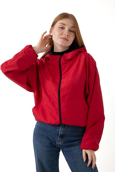 Firststops Women's Red Hooded Water and Windproof Pocket Lined Inside Oversize Seasonal Raincoat