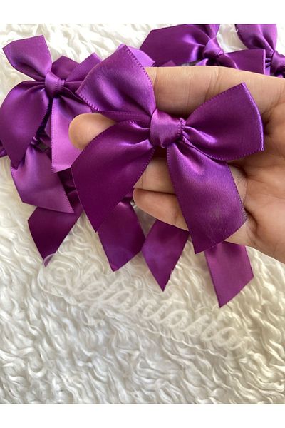 partici dükkanı 10Pcs - Satin Bow - Purple – Ribbon – Ribbon
