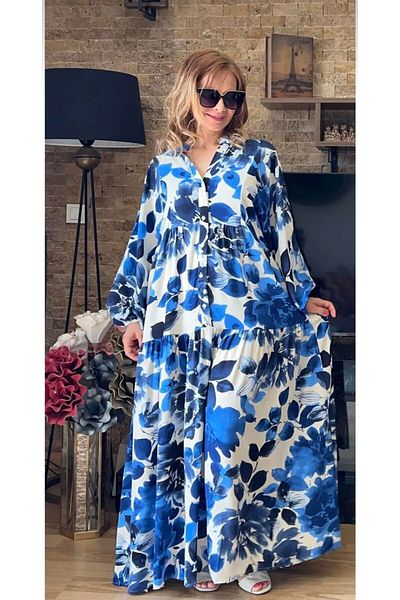 ALLPANİC MODA Floral Patterned Viscose Hijab Dress - Loose Fit