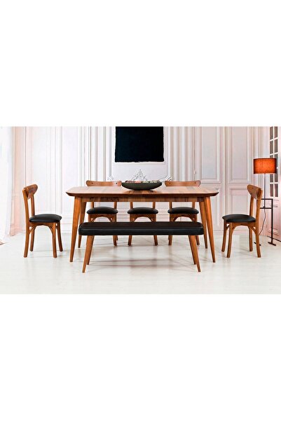 CaddeYıldız Konik Büyük Yemek Masası Takımı - Ceviz