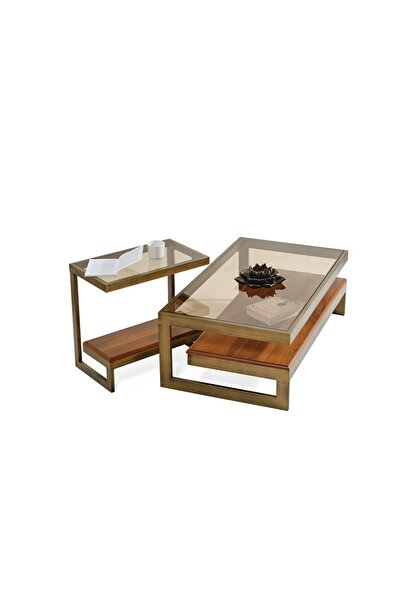 CaddeYıldız İroni Orta Sehpa Seti - Gold