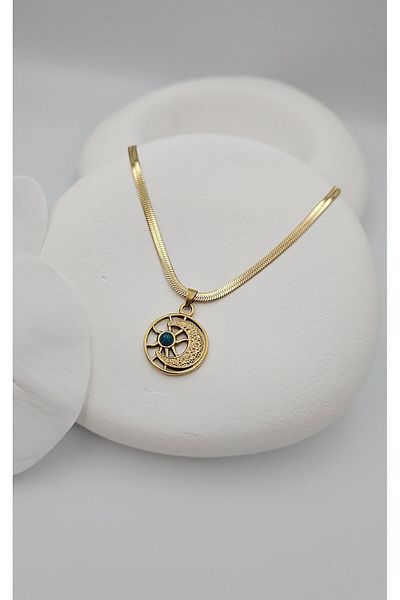 m mavi deniz accesories Italian Chain Steel Pendant Moon Necklace