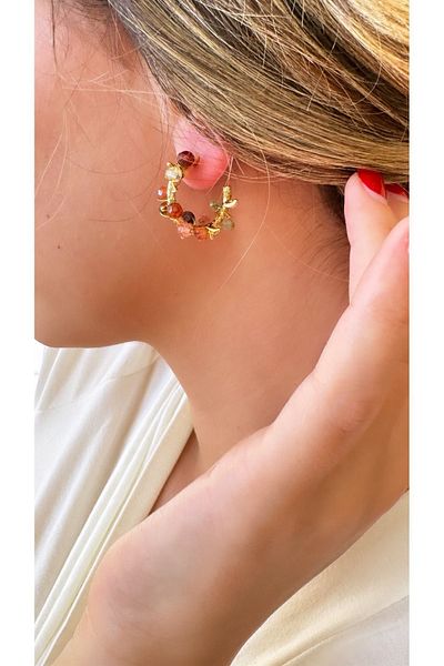 jewine studio Colorful Crystal Stone Design Stylish Earrings (Pair)