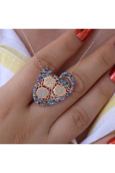 Takı Boom Vav Gümüş Kolye, Dualı Kolye, Ayetel Kürsi Nazar Duası Ve Allah Yazılı 925 Ayar Gümüş Kolye