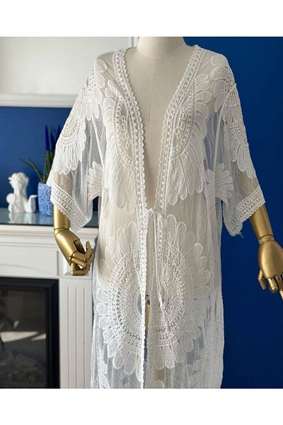 Hayalet kumaş Lace Kimono