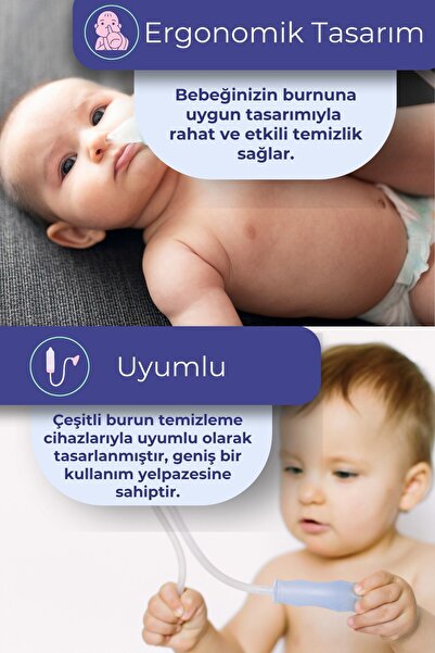 BLUEWELL ORTHOPEDICS PRODUCTS Otribebe Brunobaby Weebaby Uyumlu Nazal Aspiratör Yedek Uç Burun Aspiratörü Ucu Yumuşak Uçlu 10'lu