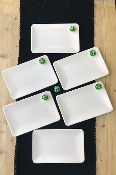 GULHANILE Square Matte Cream 6 Pieces 31 X 21 Cm Breakfast Serving