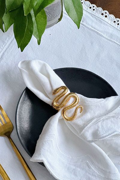 Arma House Set of 6 Luxury Snake Gold Napkin Rings