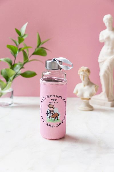 Arma House Pink Bow Zodiac Glass Flask with Case 400ml