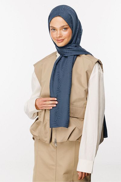 Mooncorn Artemis Patterned Anthracite Silky Jacquard Shawl