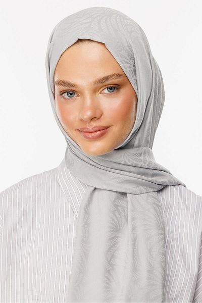 Mooncorn Artemis Patterned Silver Silky Jacquard Shawl