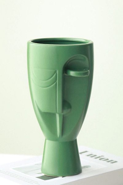 Arma House Nordic Luxury Modern Art Green Faced Vase and Figurine - 8 (Biblo & Vase)
