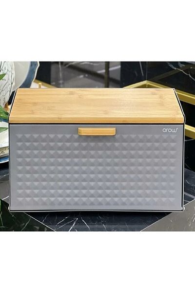 AROW Alessa Bread box Bread Cabinet Metal Bread Holder with Bamboo Lid