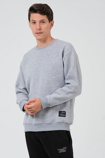 THE RULE Ανδρικό φούτερ σε γκρι Oversize Fit Crew Neck Basic με μαλακό στοίβακτο φούτερ