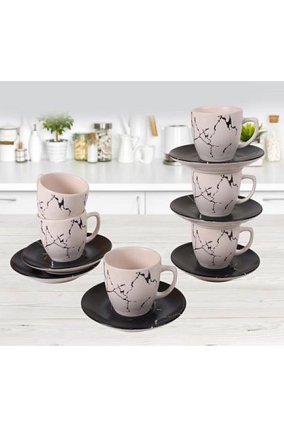 Keramika Matte Colored Coffee Cup Set 12 Pieces for 6 Persons