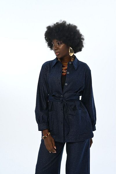 Orfeo Negro Women's - Double Pocket and Belted Glitter Shirt